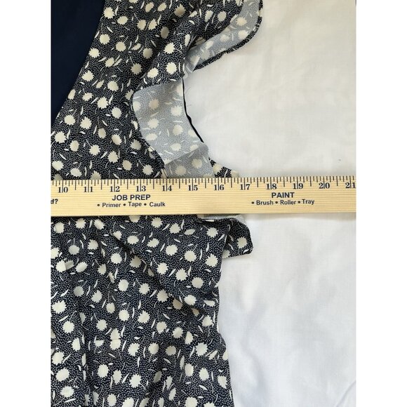Urban Outfitters Floral Wrap Dress Navy White Womens Sz‎ Small Ruffle Sleeves - Picture 12 of 13